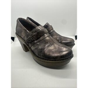 Born Womens Haddon Clog Size 9 Metallic Bronze Distress Block Heel Platform Shoe